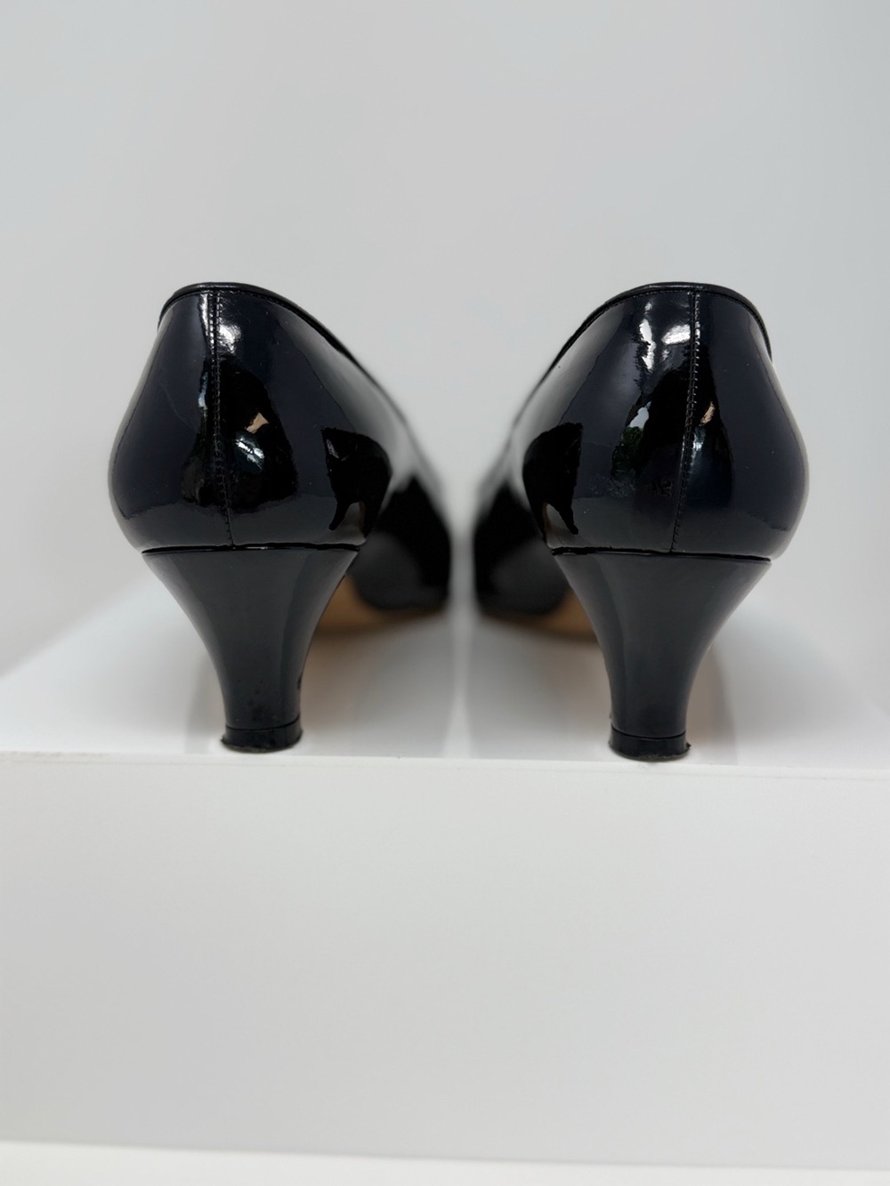 Silvia Fiorentina Black Patent Leather Kitten Heel Pumps 8 Pointed toe Vintage - Picture 4 of 9